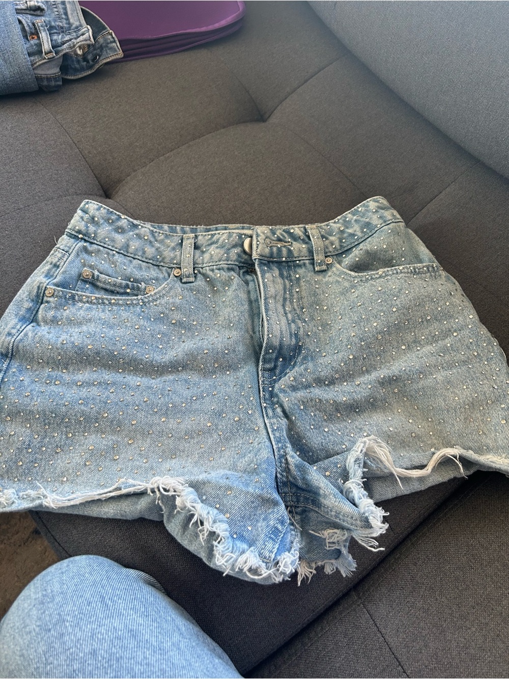 Rhinestone sparkly jean shorts
